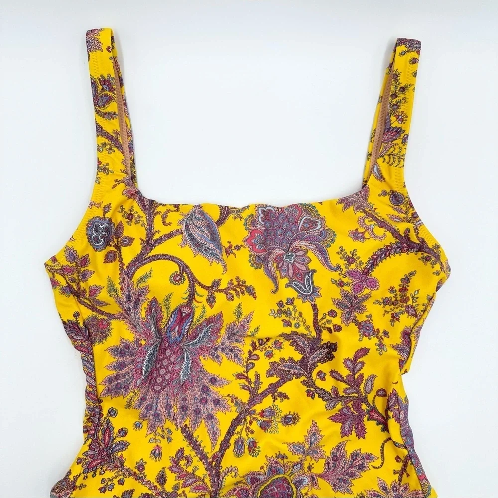 J. Crew Squareneck one-piece in Ratti golden paisley